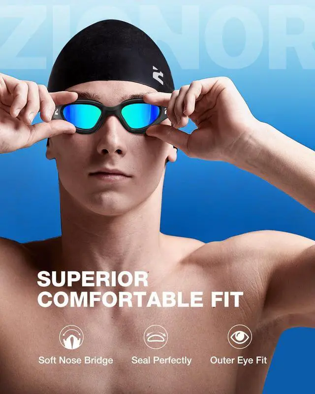 Alt view image 5 of 7 - Swim Goggles Adult, G1 Air Anti-Fog UV Protection, Leakproof Comfortable Fit for Adult Men Women, Includes Swim Cap