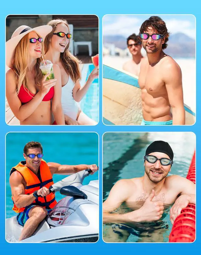 Alt view image 4 of 4 - Swim Goggles, Unisex Adult Swimming Goggles Anti Fog Anti UV No Leakage Wide View for Men Women Youth
