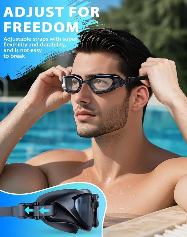Alt view image 2 of 4 - Swim Goggles, Unisex Adult Swimming Goggles Anti Fog Anti UV No Leakage Wide View for Men Women Youth
