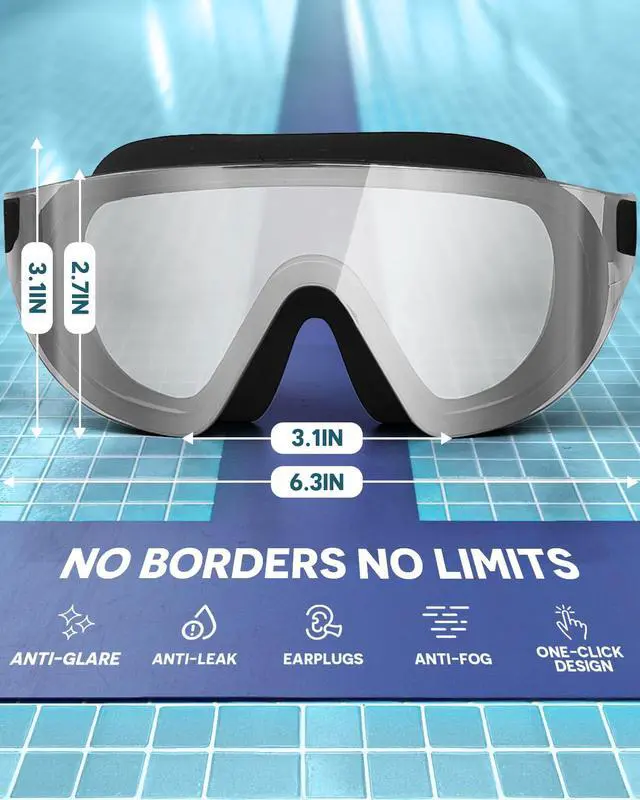 Alt view image 4 of 6 - Swim Goggles 2 Pack, Rimless Wide View Swimming Goggles for Adult, Anti-Fog Anti-UV No Leaking Pool Goggles for Men Women Youth