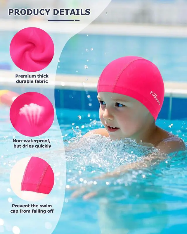 Alt view image 2 of 7 - Fishtail Kids Swim Cap, Breathable High Elasticity Swimming Hats for Boys and Girls Quick Dry Soft for Toddler Aged 6-14 Bathing Cap for Children Swim Hat for Long Hair and Short Hair