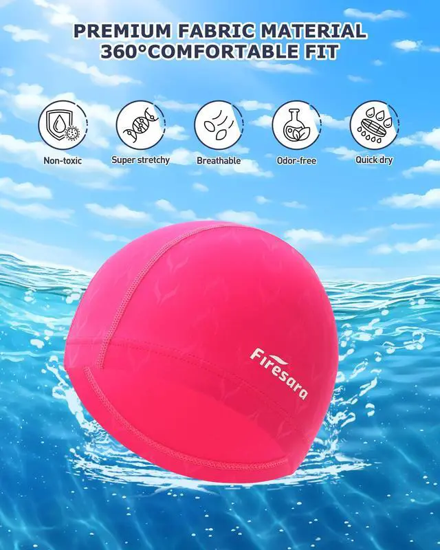 Alt view image 3 of 7 - Fishtail Kids Swim Cap, Breathable High Elasticity Swimming Hats for Boys and Girls Quick Dry Soft for Toddler Aged 6-14 Bathing Cap for Children Swim Hat for Long Hair and Short Hair