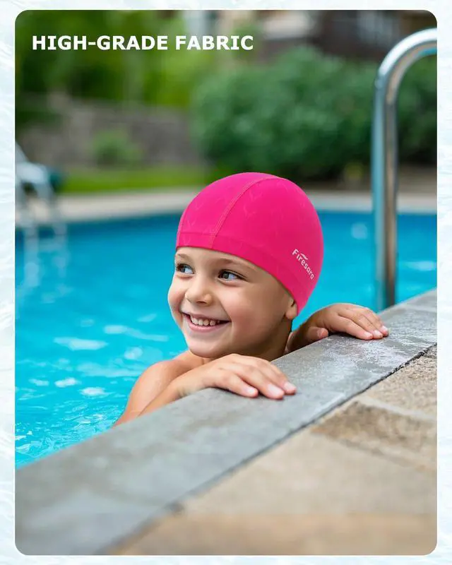 Alt view image 7 of 7 - Fishtail Kids Swim Cap, Breathable High Elasticity Swimming Hats for Boys and Girls Quick Dry Soft for Toddler Aged 6-14 Bathing Cap for Children Swim Hat for Long Hair and Short Hair