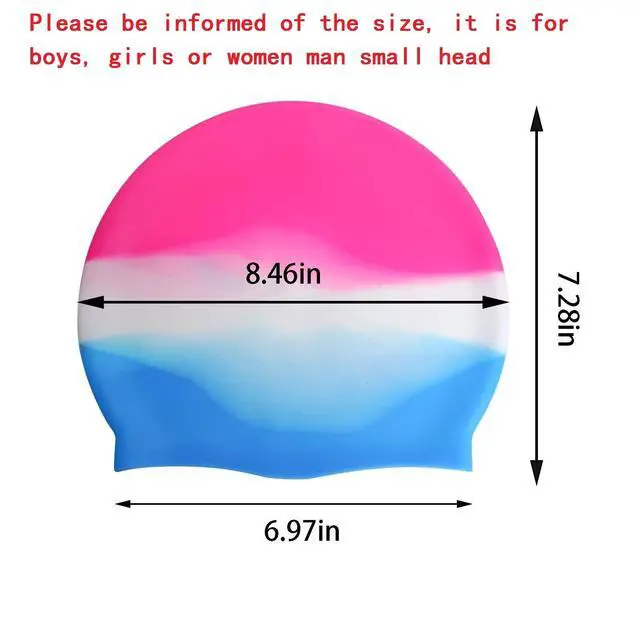 Alt view image 2 of 7 - 6pcs Silicone Swim Cap for Boys Girls Silicone Kids Swimming Cap Women Men Small Head Swimming Pool Swimming Cap for Long Hair Short Hair Multi Color Unisex Bath Silione