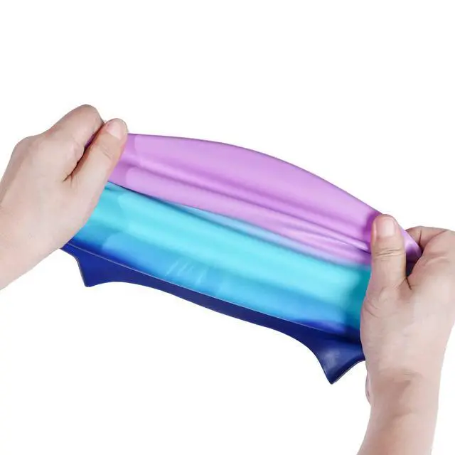 Alt view image 3 of 7 - 6pcs Silicone Swim Cap for Boys Girls Silicone Kids Swimming Cap Women Men Small Head Swimming Pool Swimming Cap for Long Hair Short Hair Multi Color Unisex Bath Silione