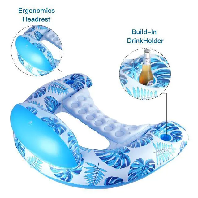 Alt view image 6 of 7 - Pool Float with Canopy for Adults - XL Inflatable Lounge Chair with Adjustable Sun Shade Cover, Drink Cup Holder, Ergonomic Headrest