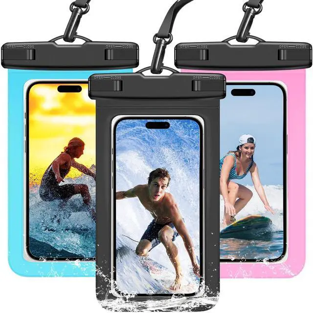 Main image of 3 Pack Waterproof Phone Pouch IPX8 Universal Waterproof Case Dry Bag Phone Protector for iPhone 17/16/15/14 Pro Max Plus XS XR X8 Galaxy S25 S24 Pixel Up to 8.4"(Multicolor 3)