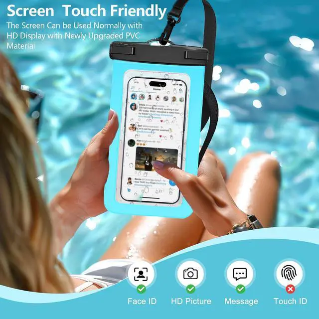 Alt view image 5 of 7 - Waterproof Phone Pouch IPX8 Universal Waterproof Case Dry Bag Phone Protector for iPhone 17/16/15/14 Pro Max Plus XS XR X8 Galaxy S25 S24 Pixel Up to 8.4"