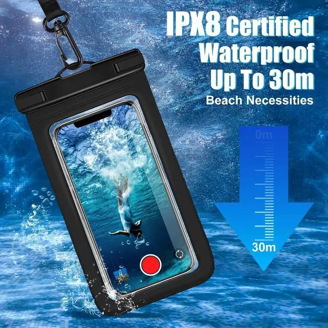 Alt view image 3 of 7 - Waterproof Phone Pouch -2 Pack IPX8 Universal Waterproof Case Dry Bag Phone Protector for iPhone 17/16/15/14 Pro Max Plus XS XR X8 Galaxy S25 S24 Pixel Up to 8.4"