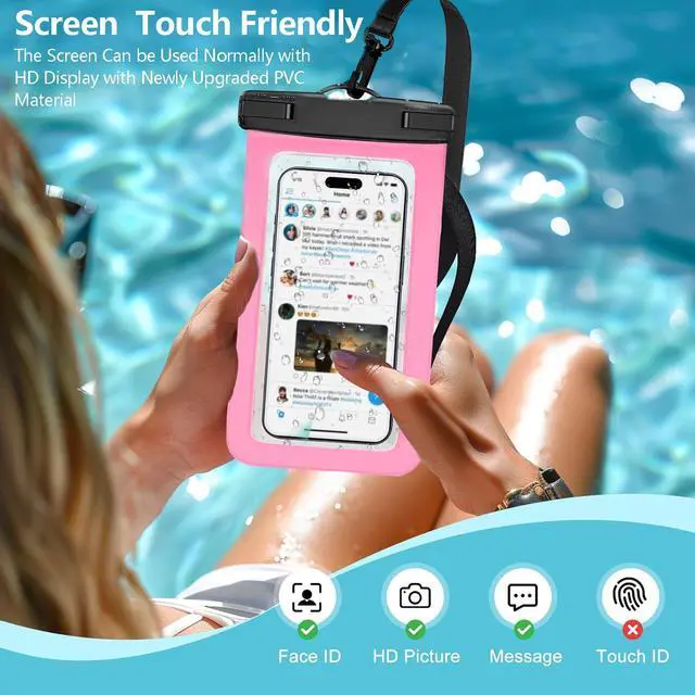 Alt view image 5 of 7 - Waterproof Phone Pouch -2 Pack IPX8 Universal Waterproof Case Dry Bag Phone Protector for iPhone 17/16/15/14 Pro Max Plus XS XR X8 Galaxy S25 S24 Pixel Up to 8.4"