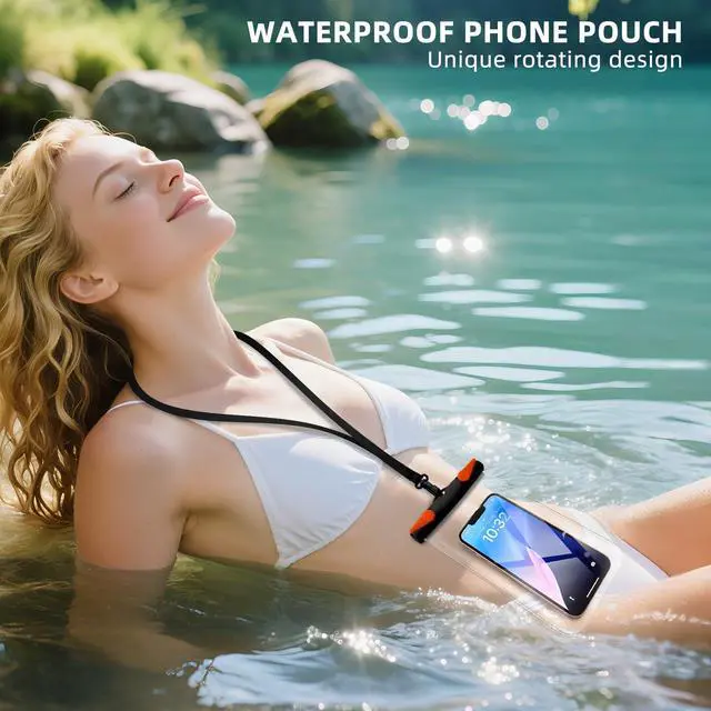 Alt view image 2 of 7 - Waterproof Phone Pouch, Waterproof Phone Case with Lanyard for iPhone, Samsung, IPX8 Cellphone Beach Dry Bag Kayak Cruise Ship Essentials 2Pack-7.5"