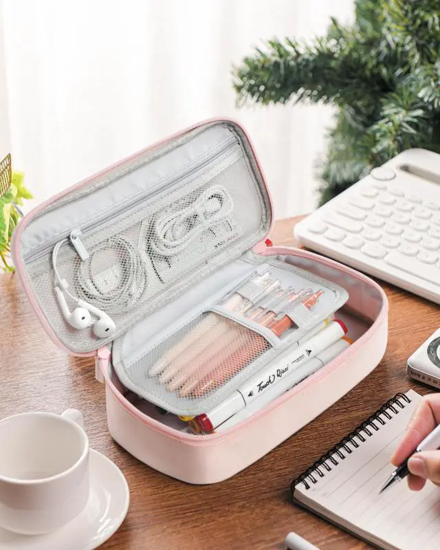 Alt view image 2 of 6 - Cute Pencil Case for Girls, Large Pencil Pouch, Zipper Pencil Box, Aesthetic Pen Bag School Supplies for Student Teen College Adults, Pink