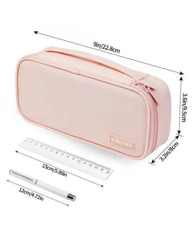Alt view image 3 of 6 - Cute Pencil Case for Girls, Large Pencil Pouch, Zipper Pencil Box, Aesthetic Pen Bag School Supplies for Student Teen College Adults, Pink