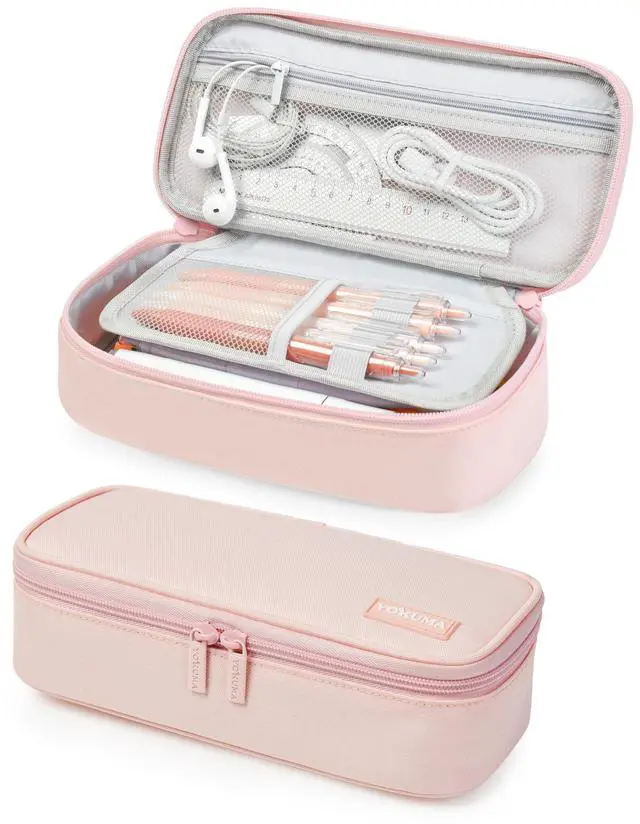 Main image of Cute Pencil Case for Girls, Large Pencil Pouch, Zipper Pencil Box, Aesthetic Pen Bag School Supplies for Student Teen College Adults, Pink