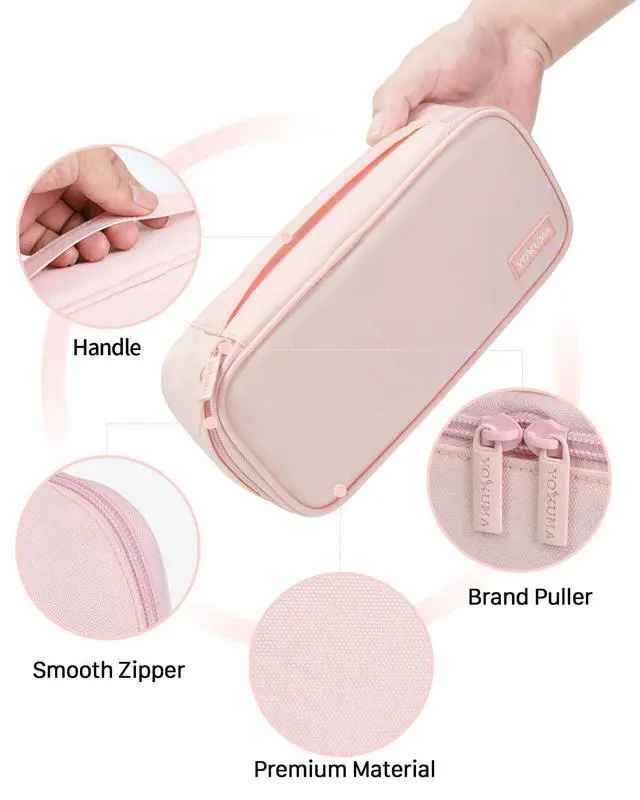 Alt view image 5 of 6 - Cute Pencil Case for Girls, Large Pencil Pouch, Zipper Pencil Box, Aesthetic Pen Bag School Supplies for Student Teen College Adults, Pink