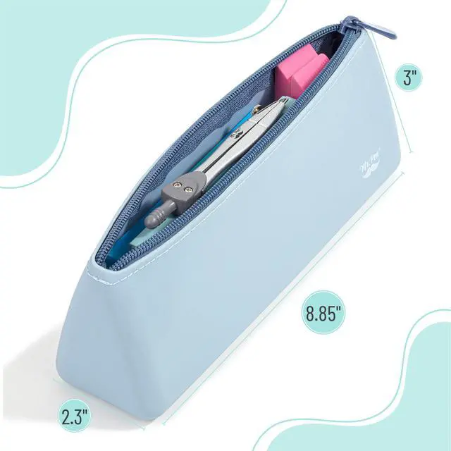 Alt view image 2 of 7 - Silicone Pencil Case Pouch, Muted Blue