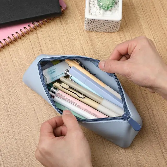 Alt view image 7 of 7 - Silicone Pencil Case Pouch, Muted Blue