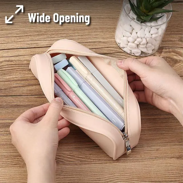 Alt view image 5 of 7 - Silicone Pencil Case, Aesthetic Pencil Bag for Women, Makeup Pouch