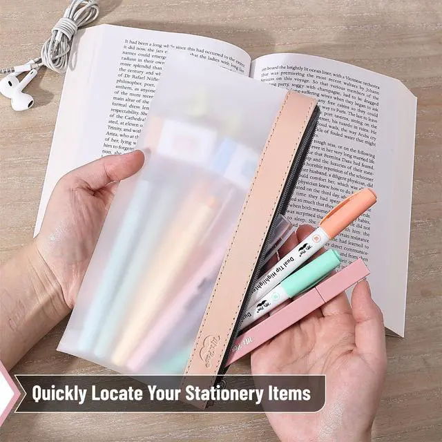 Alt view image 4 of 7 - Clear Pencil Pouch, 8.50"x4.25", 3 Pack, Durable TPU Material