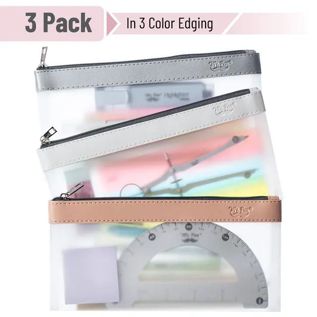 Alt view image 2 of 7 - Clear Pencil Pouch, 8.50"x4.25", 3 Pack, Durable TPU Material