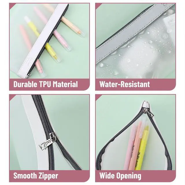 Alt view image 5 of 7 - Clear Pencil Pouch, 8.50"x4.25", 3 Pack, Durable TPU Material