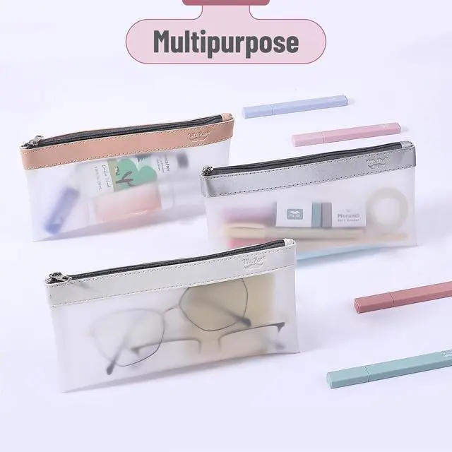Alt view image 7 of 7 - Clear Pencil Pouch, 8.50"x4.25", 3 Pack, Durable TPU Material