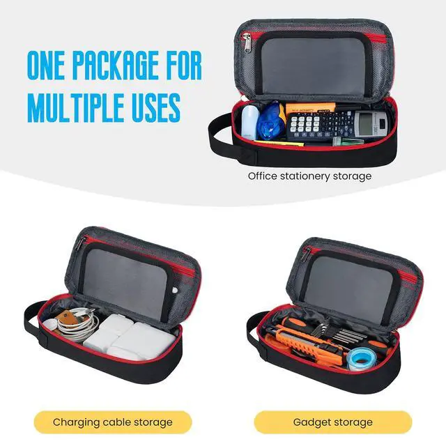 Alt view image 7 of 7 - Large Pencil Case, Aesthetic Pen Pouch with Big Capacity, Minimalist Portable Stationery Bag with Handle for Office Organizer Black Pencil Cases