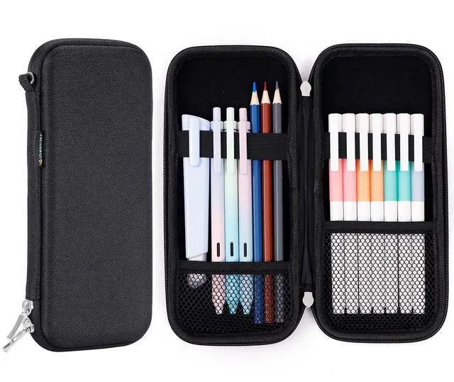 Main image of Upgraded Hard Pencil Case Box for Adults,Durable Pen Carrying Case with Zipper-Black