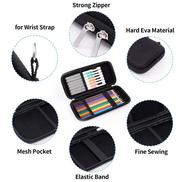 Alt view image 3 of 6 - Upgraded Hard Pencil Case Box for Adults,Durable Pen Carrying Case with Zipper-Black