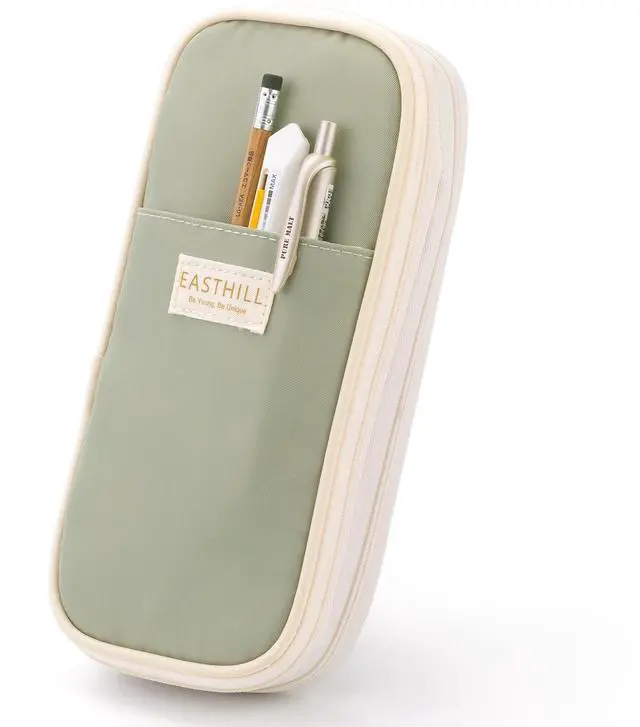 Main image of Big Capacity Pencil Case Large Pencil Pouch Stationery Pen Bag for Teen Girls-Green