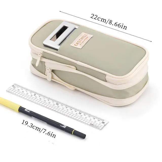 Alt view image 3 of 6 - Big Capacity Pencil Case Large Pencil Pouch Stationery Pen Bag for Teen Girls-Green