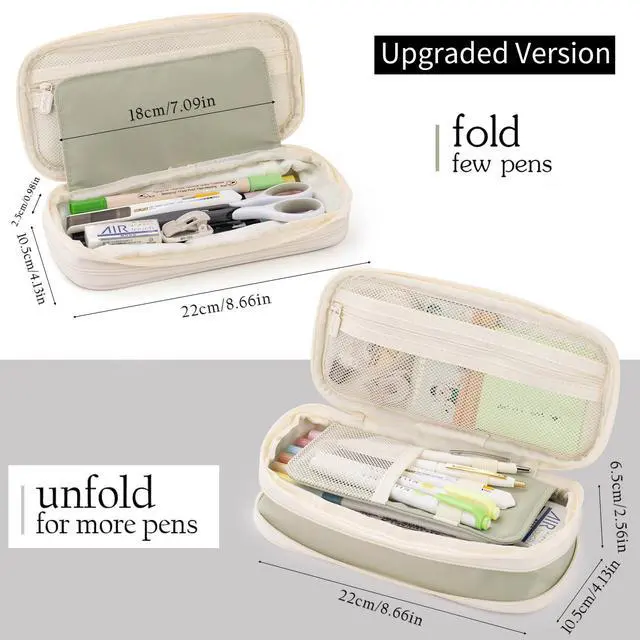 Alt view image 2 of 6 - Big Capacity Pencil Case Large Pencil Pouch Stationery Pen Bag for Teen Girls-Green