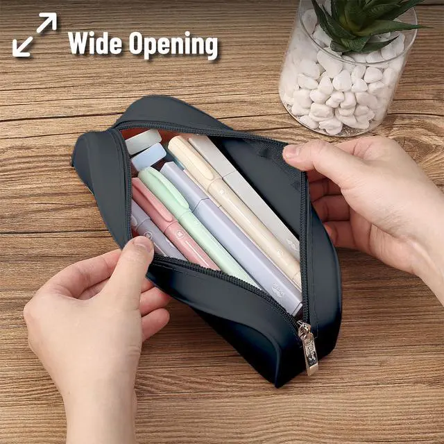 Alt view image 5 of 7 - Silicone Pencil Case, Aesthetic Pencil Bag for Women, Makeup Pouch