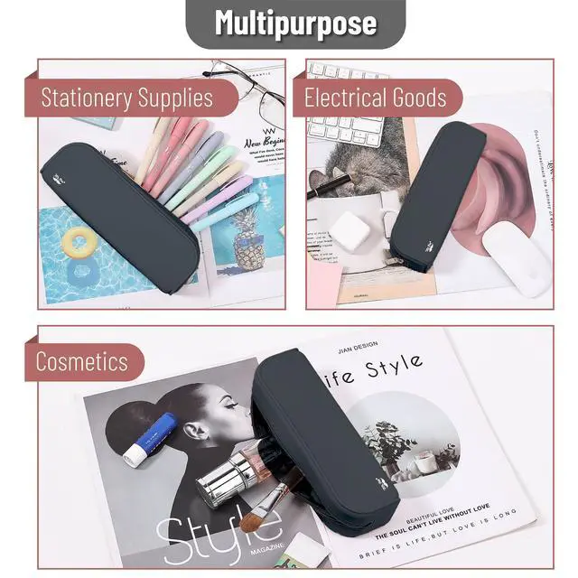 Alt view image 6 of 7 - Silicone Pencil Case, Aesthetic Pencil Bag for Women, Makeup Pouch