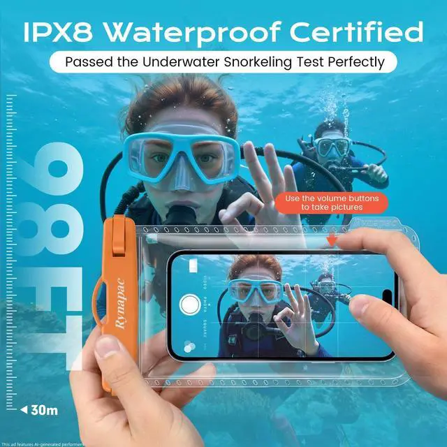 Alt view image 2 of 7 - IPX8 Waterproof Phone Pouch - 8.5in, 2 Pack Waterproof Phone Case for iPhone 17 16 15 Pro Max, Galaxy S26 S25 Ultra, Cellphone Dry Bag with Lanyard for Beach Vacation Travel Cruise Essentials