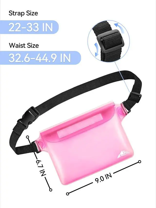 Alt view image 4 of 6 - Waterproof Fanny Pack, Waterproof Pouch Dry Bag 2-Pack for Phone Passport Purse, Adjustable Waist Strap for Swimming Kayaking Boating Paddle Board Accessories Cruise Beach Camping Essentials