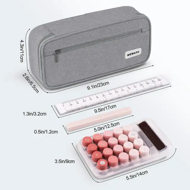 Alt view image 5 of 7 - Large Pencil Case Aesthetic,Big Capacity Canvas Pencil Pouch with Zipper, Pencil Case for Women & Men, Marker Pen Case,Portable Pencil Bag for Office Light Grey