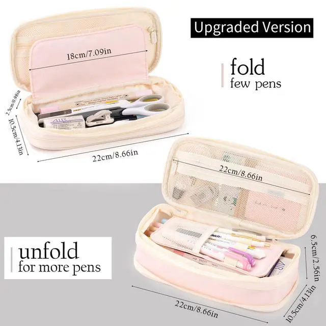Alt view image 3 of 6 - Big Capacity Pencil Case Large Pencil Pouch Stationery Pen Bag for Teen Girls-Pink