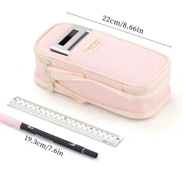 Alt view image 4 of 6 - Big Capacity Pencil Case Large Pencil Pouch Stationery Pen Bag for Teen Girls-Pink