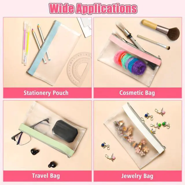 Alt view image 6 of 7 - 4 Pack Clear Pencil Pouch, Cute Pencil Case, Pencil Bag With Zipper, Teen Portable Pencil Pouch for School & Stationery Supplies