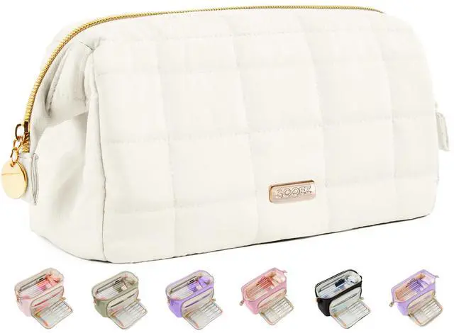 Main image of Large Pencil Case Pouch, Soft Pencil Bag with Zipper, Pen Bag Wide Opening, School Supplies Cute Pencil Case for Girls Boy Men Women, Beige