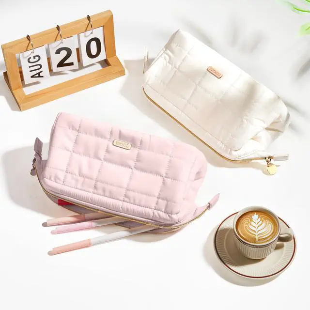 Alt view image 2 of 7 - Large Pencil Case Pouch, Soft Pencil Bag with Zipper, Pen Bag Wide Opening, School Supplies Cute Pencil Case for Girls Boy Men Women, Beige