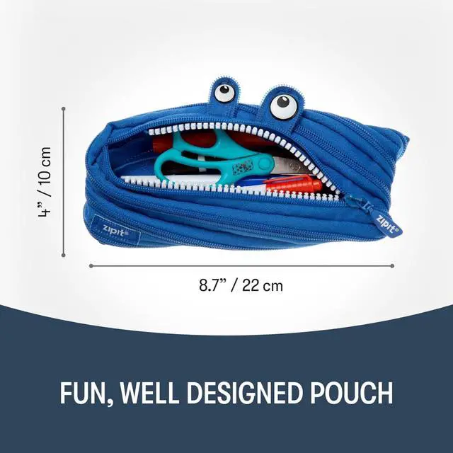 Alt view image 2 of 6 - Monster Pencil Case for Kids, Cute Zipper Pouch for Boys Girls and Teens, Stationery Bag for School ,Blue