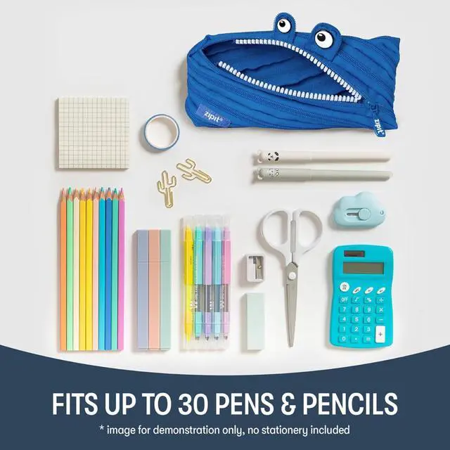 Alt view image 4 of 6 - Monster Pencil Case for Kids, Cute Zipper Pouch for Boys Girls and Teens, Stationery Bag for School ,Blue