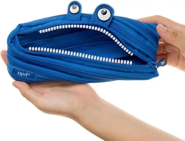 Alt view image 6 of 6 - Monster Pencil Case for Kids, Cute Zipper Pouch for Boys Girls and Teens, Stationery Bag for School ,Blue