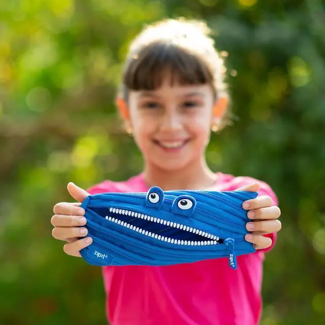 Alt view image 5 of 6 - Monster Pencil Case for Kids, Cute Zipper Pouch for Boys Girls and Teens, Stationery Bag for School ,Blue