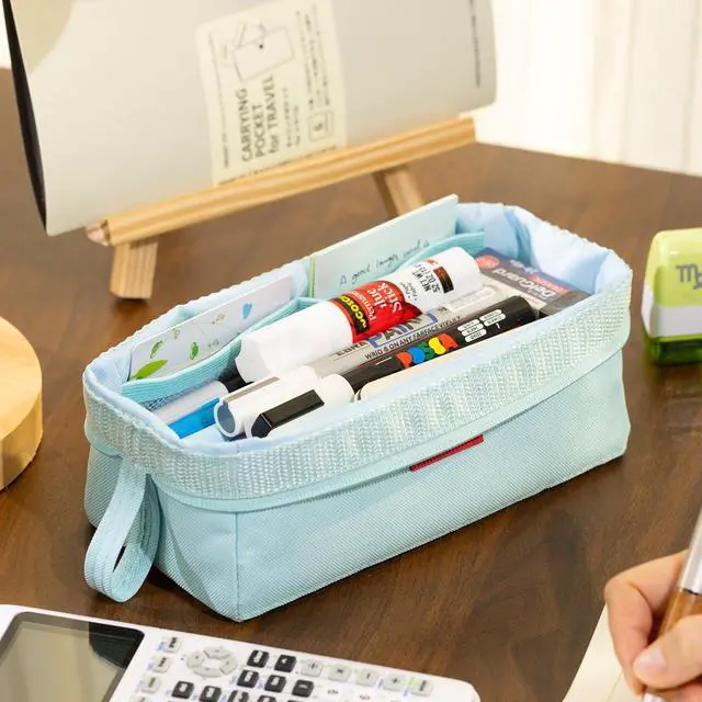 Alt view image 2 of 6 - Pencil Case Large Capacity Pencil Pouch Pen Bag for School Teen Girl Boy Men Women (Blue)