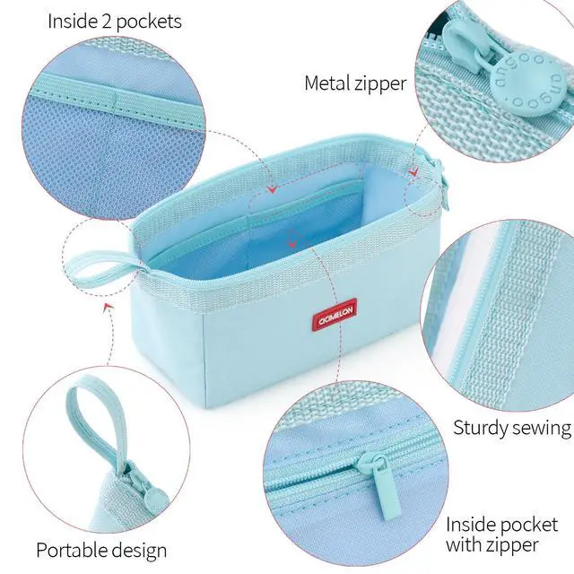 Alt view image 6 of 6 - Pencil Case Large Capacity Pencil Pouch Pen Bag for School Teen Girl Boy Men Women (Blue)