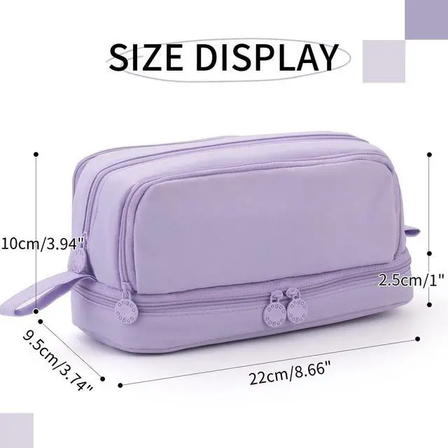 Alt view image 5 of 6 - Large Capacity Pen Pencil Case with 4 Compartments, Multi-Slot Pencil Pouch Bag Aesthetic School Supplies Organizer for Teen Girls, Women, Adults (Purple)