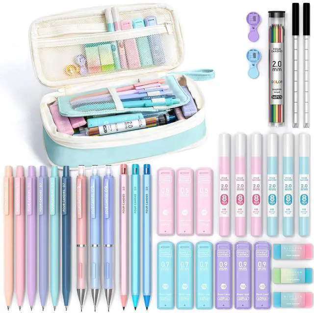 Main image of 36PCS Aesthetic School Supplies, Mechanical Pencils 0.5mm, 0.7mm, 0.9mm & 2.0mm with 624PCS Lead Refills, Cute Mechanical Pencil Set for Writing, Drawing & Drafting (Blue)